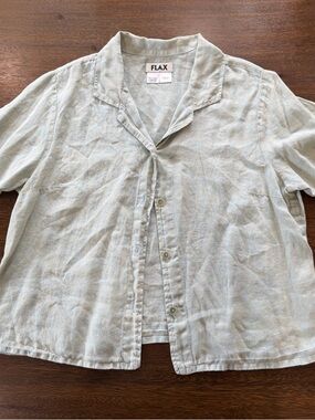 Flax Light Sage Green Short-Sleeve Linen Shirt